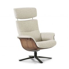 Montèl Relaxfauteuil Luxor Beige + Walnoot