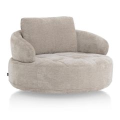 Henders & Hazel draaifauteuil Borgia, rond design met zachte bekleding, perfect voor modern comfort, schuin vooraanzicht.