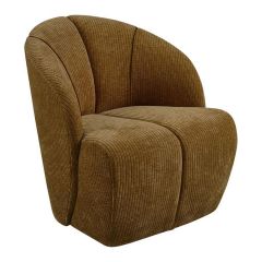 WOOOD draaifauteuil Mojo, honinggele ribstof, met afgeronde vorm en comfortabele uitstraling. Zijaanzicht met details van de bekleding.