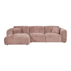 Chaise longue Cloud van WOOOD in taupe chenille, met linkerarmleuning en een moderne uitstraling.